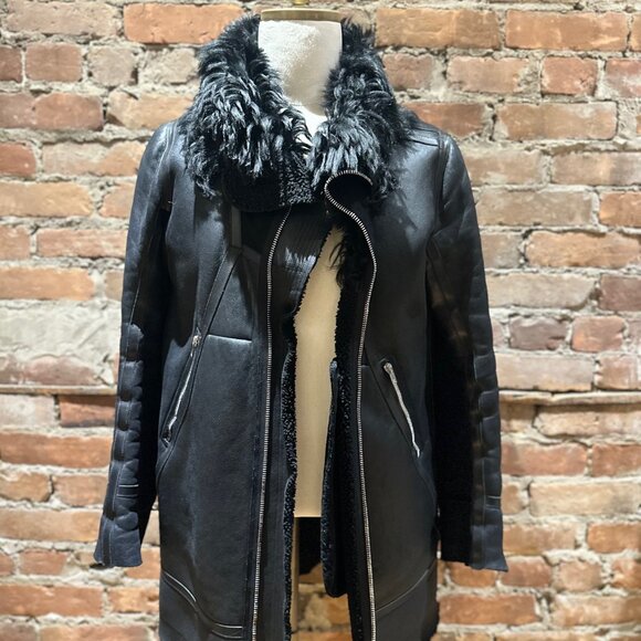 Rick Owens Shearling-Lined Coat with Black Fur Neck – Mastodon FW16 - Picture 1 of 11